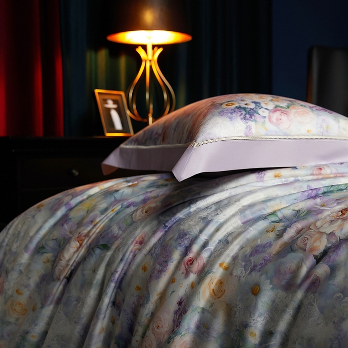 91家纺网 家纺一手货源 找家纺 米多多 2025新款长绒棉纯棉数码镂空四件套-维密庄园 维密庄园-薰衣紫