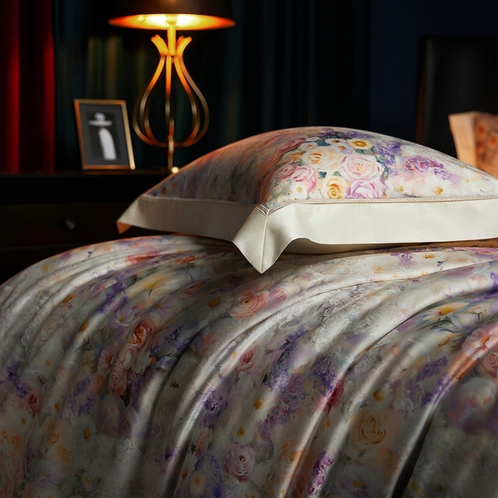 91家纺网 家纺一手货源 找家纺 米多多 2025新款长绒棉纯棉数码镂空四件套-维密庄园 维密庄园-米杏