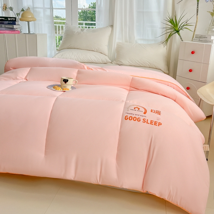 91家纺网 家纺一手货源 找家纺 美尔惠家纺 2025新款母婴级直播热款超柔冬被被子被芯-方格系列 方格-少女粉