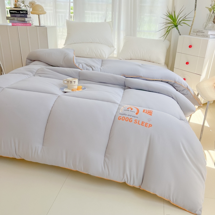 91家纺网 家纺一手货源 找家纺 美尔惠家纺 2025新款母婴级直播热款超柔冬被被子被芯-方格系列 方格-雾霾蓝