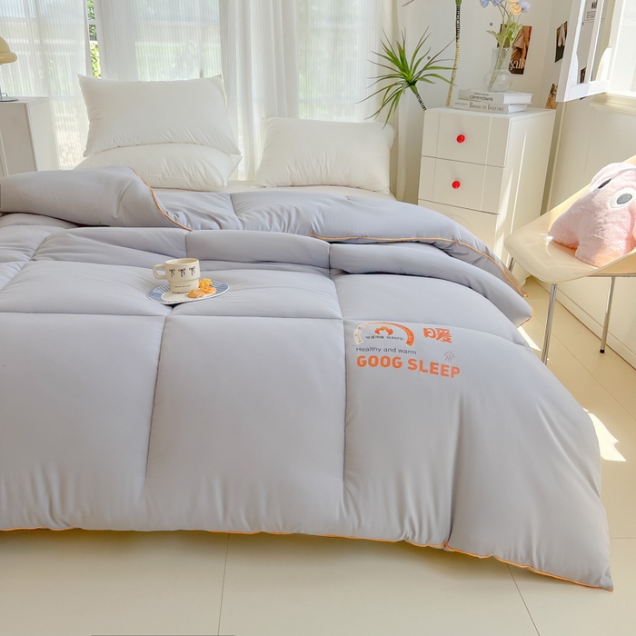 91家纺网 家纺一手货源 找家纺 美尔惠家纺 2025新款母婴级直播热款超柔冬被被子被芯-方格系列 方格-雾霾蓝