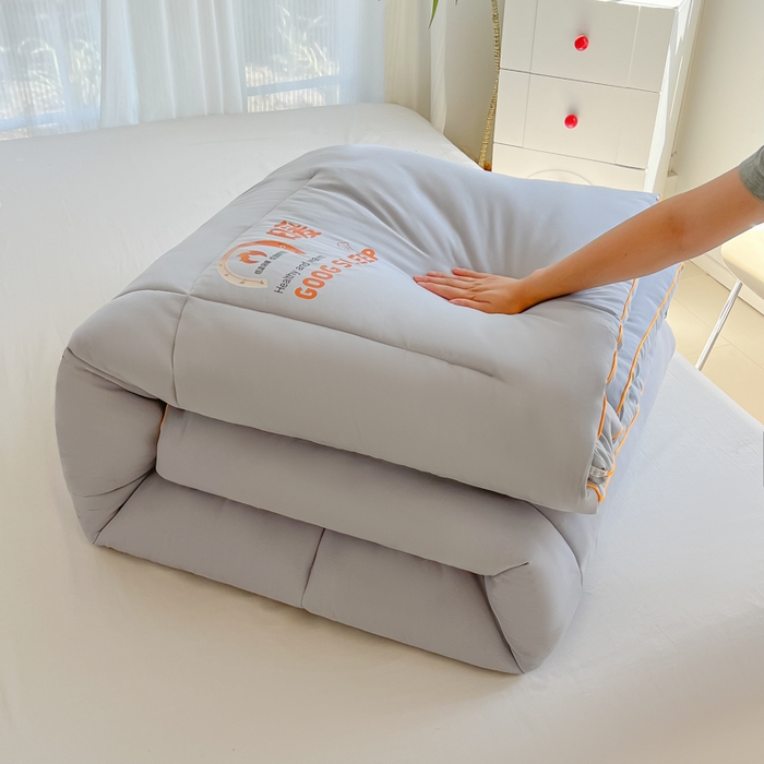 91家纺网 家纺一手货源 找家纺 美尔惠家纺 2025新款母婴级直播热款超柔冬被被子被芯-方格系列 方格-雾霾蓝