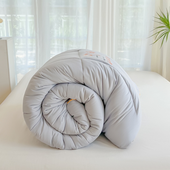 91家纺网 家纺一手货源 找家纺 美尔惠家纺 2025新款母婴级直播热款超柔冬被被子被芯-方格系列 方格-雾霾蓝