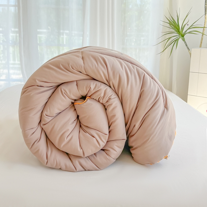 91家纺网 家纺一手货源 找家纺 美尔惠家纺 2025新款母婴级直播热款超柔冬被被子被芯-方格系列 方格-豆沙粉