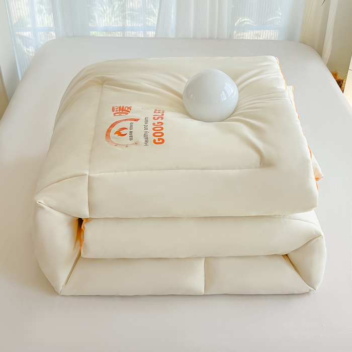 美尔惠家纺 2025新款母婴级直播热款超柔冬被被子被芯-方格系列 方格-奶油白