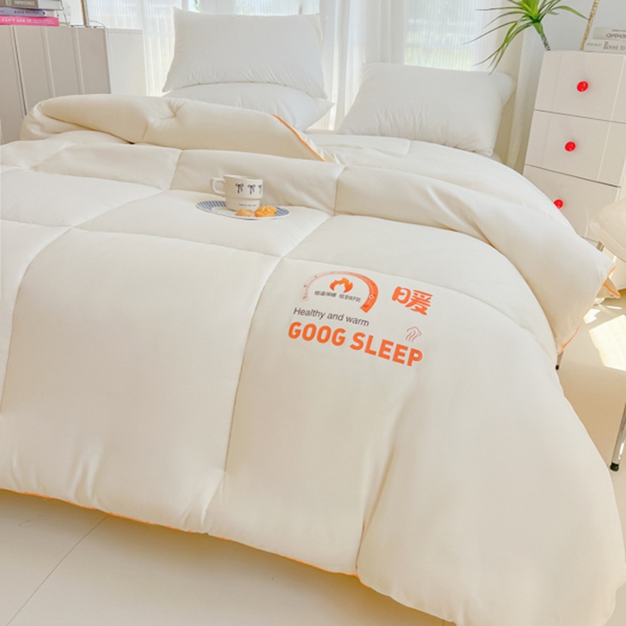 91家纺网 家纺一手货源 找家纺 美尔惠家纺 2025新款母婴级直播热款超柔冬被被子被芯-方格系列 方格-奶油白