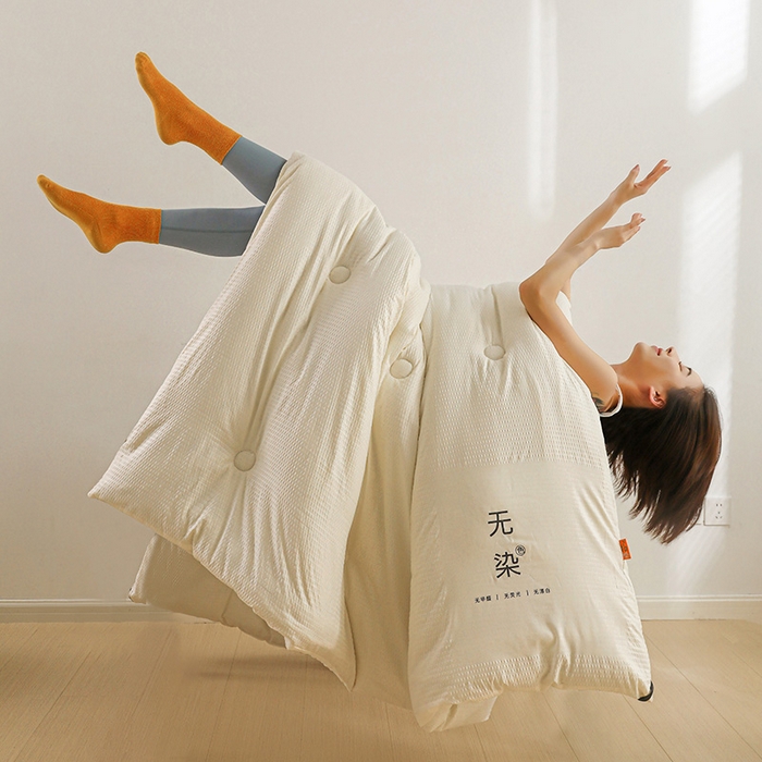 91家纺网 家纺一手货源 找家纺 （总）美尔惠家纺 2025新款泡泡纱无染超柔亲肤被芯冬被四季被被子被芯,无染-本白,无染-浅灰