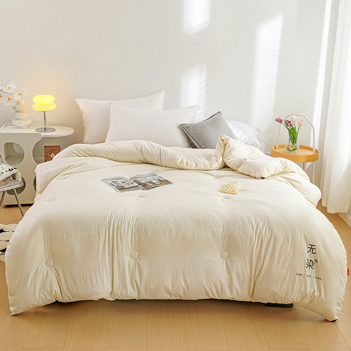 91家纺网 家纺一手货源 找家纺 美尔惠家纺 2025新款泡泡纱无染超柔亲肤被芯冬被四季被被子被芯 无染-本白