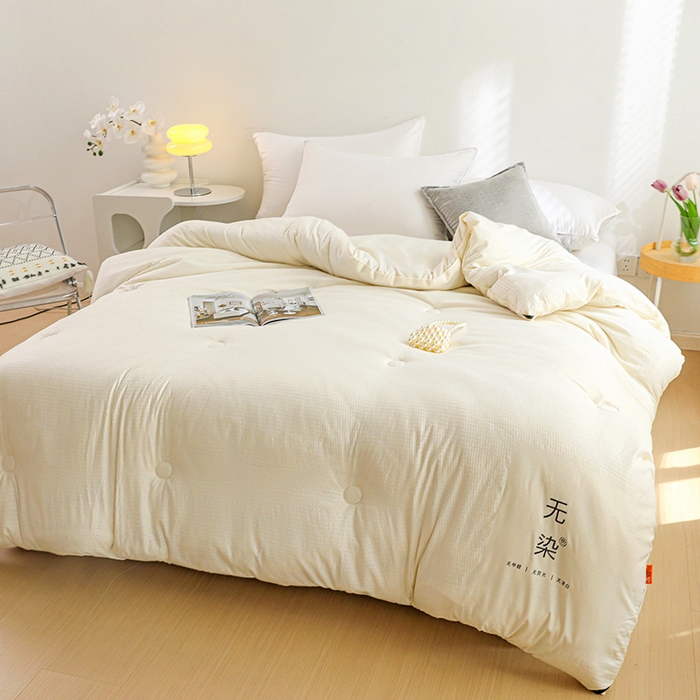 91家纺网 家纺一手货源 找家纺 美尔惠家纺 2025新款泡泡纱无染超柔亲肤被芯冬被四季被被子被芯 无染-本白