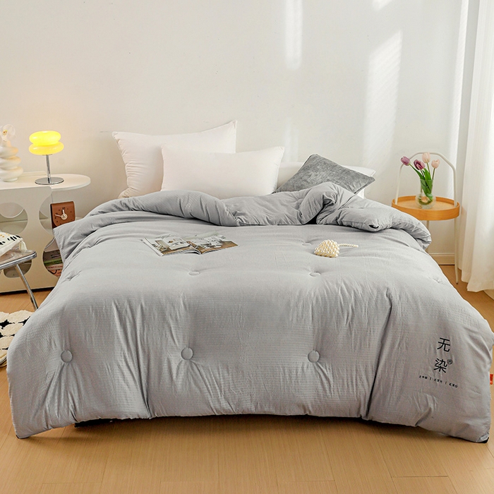 91家纺网 家纺一手货源 找家纺 美尔惠家纺 2025新款泡泡纱无染超柔亲肤被芯冬被四季被被子被芯 无染-浅灰