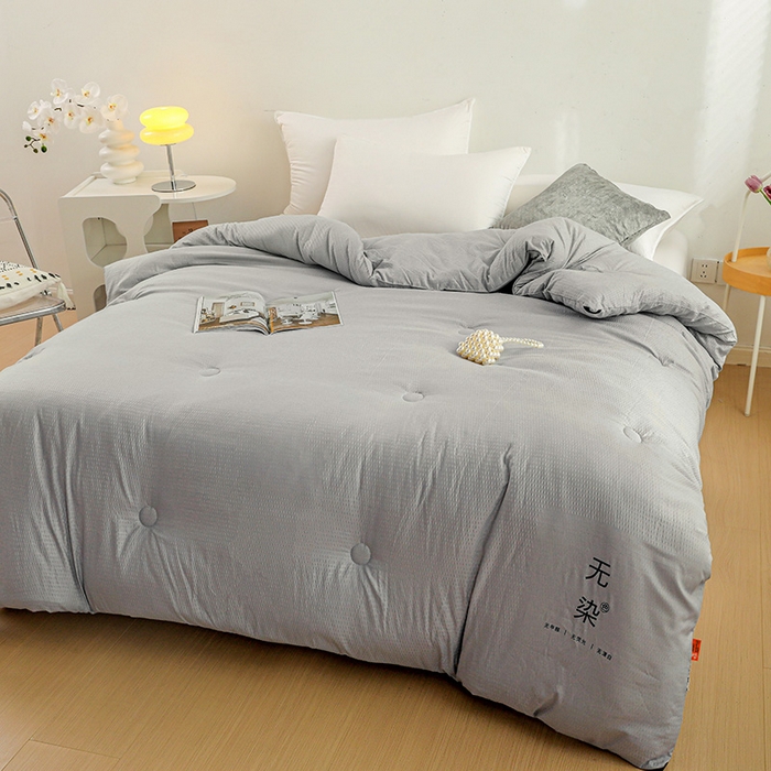 91家纺网 家纺一手货源 找家纺 美尔惠家纺 2025新款泡泡纱无染超柔亲肤被芯冬被四季被被子被芯 无染-浅灰