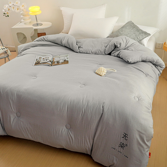 91家纺网 家纺一手货源 找家纺 美尔惠家纺 2025新款泡泡纱无染超柔亲肤被芯冬被四季被被子被芯 无染-浅灰