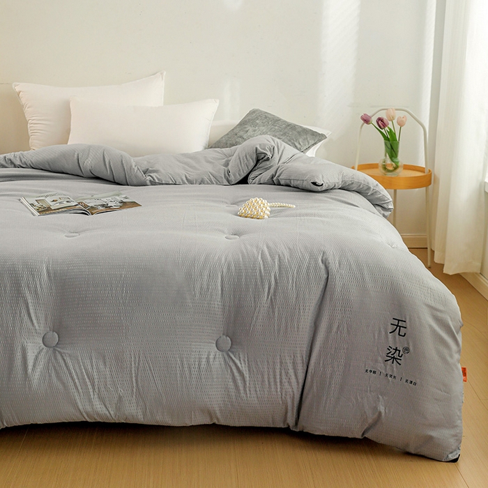 91家纺网 家纺一手货源 找家纺 美尔惠家纺 2025新款泡泡纱无染超柔亲肤被芯冬被四季被被子被芯 无染-浅灰