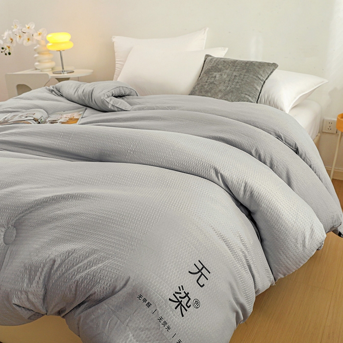91家纺网 家纺一手货源 找家纺 美尔惠家纺 2025新款泡泡纱无染超柔亲肤被芯冬被四季被被子被芯 无染-浅灰