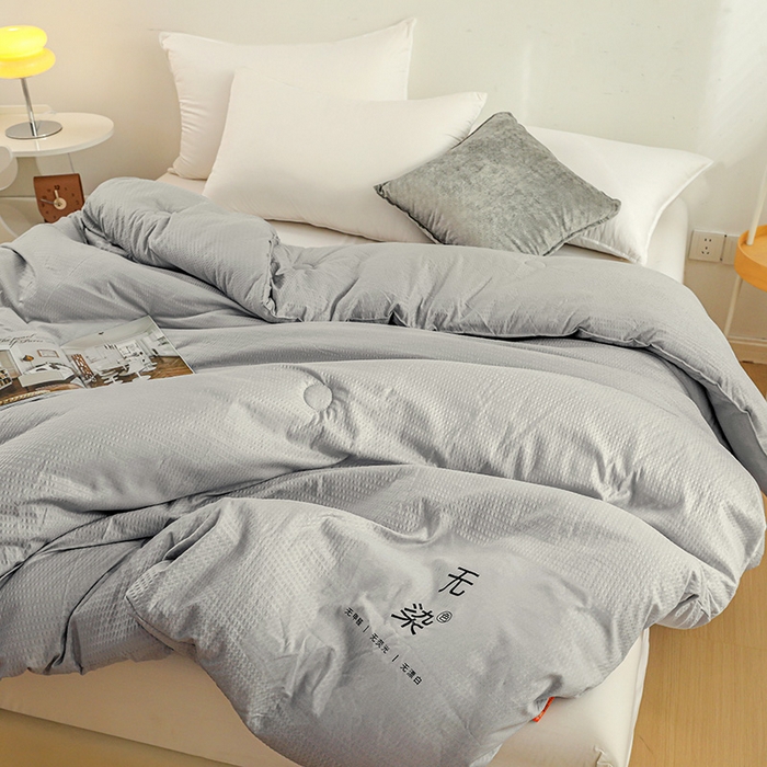 91家纺网 家纺一手货源 找家纺 美尔惠家纺 2025新款泡泡纱无染超柔亲肤被芯冬被四季被被子被芯 无染-浅灰