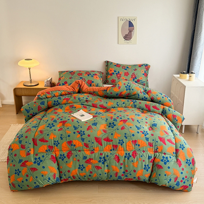 91家纺网 家纺一手货源 找家纺 美尔惠家纺 2025爆款超柔亲肤棉舒适冬被被子被芯 银杏叶