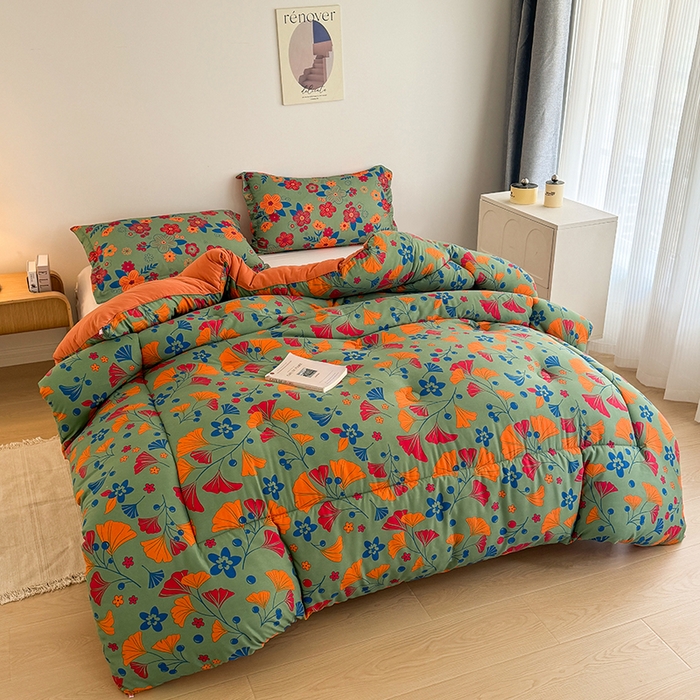 91家纺网 家纺一手货源 找家纺 美尔惠家纺 2025爆款超柔亲肤棉舒适冬被被子被芯 银杏叶