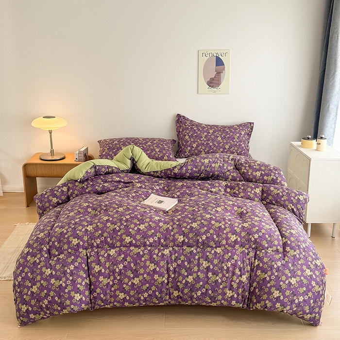 91家纺网 家纺一手货源 找家纺 美尔惠家纺 2025爆款超柔亲肤棉舒适冬被被子被芯 紫荆