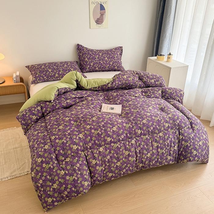 91家纺网 家纺一手货源 找家纺 美尔惠家纺 2025爆款超柔亲肤棉舒适冬被被子被芯 紫荆