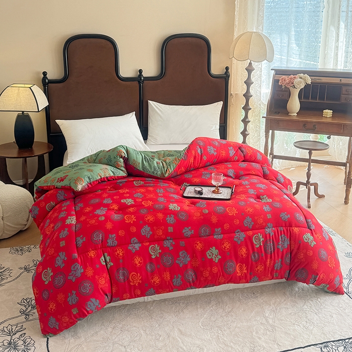 91家纺网 家纺一手货源 找家纺 （总）美尔惠家纺 2025爆款超柔亲肤舒适百福被冬被婚庆被被子被芯