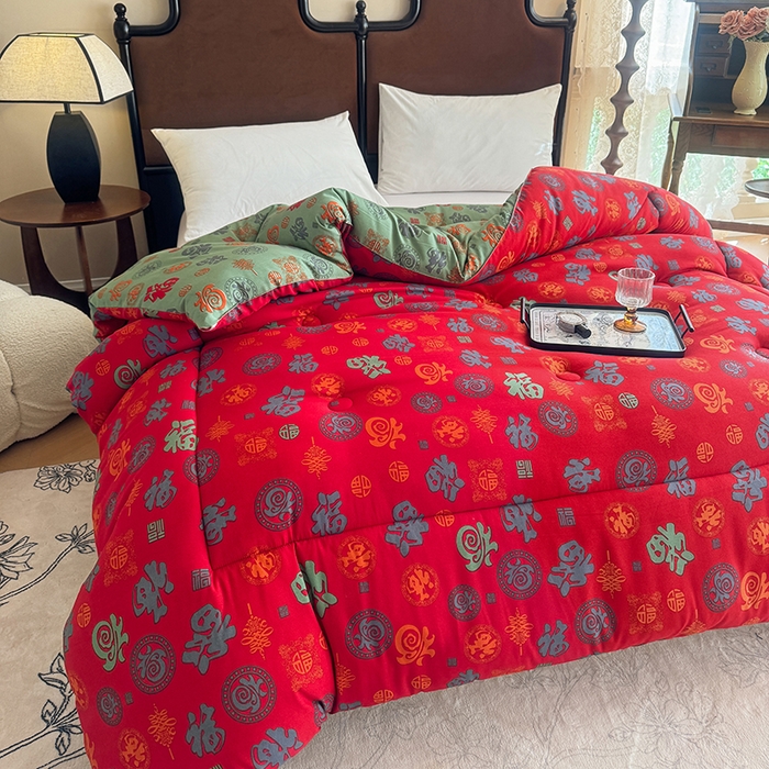 91家纺网 家纺一手货源 找家纺 （总）美尔惠家纺 2025爆款超柔亲肤舒适百福被冬被婚庆被被子被芯