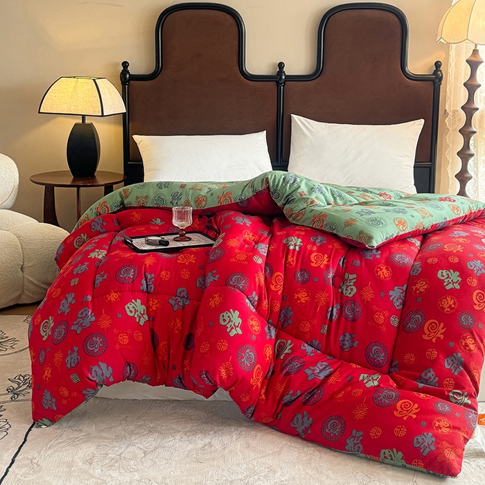 91家纺网 家纺一手货源 找家纺 （总）美尔惠家纺 2025爆款超柔亲肤舒适百福被冬被婚庆被被子被芯