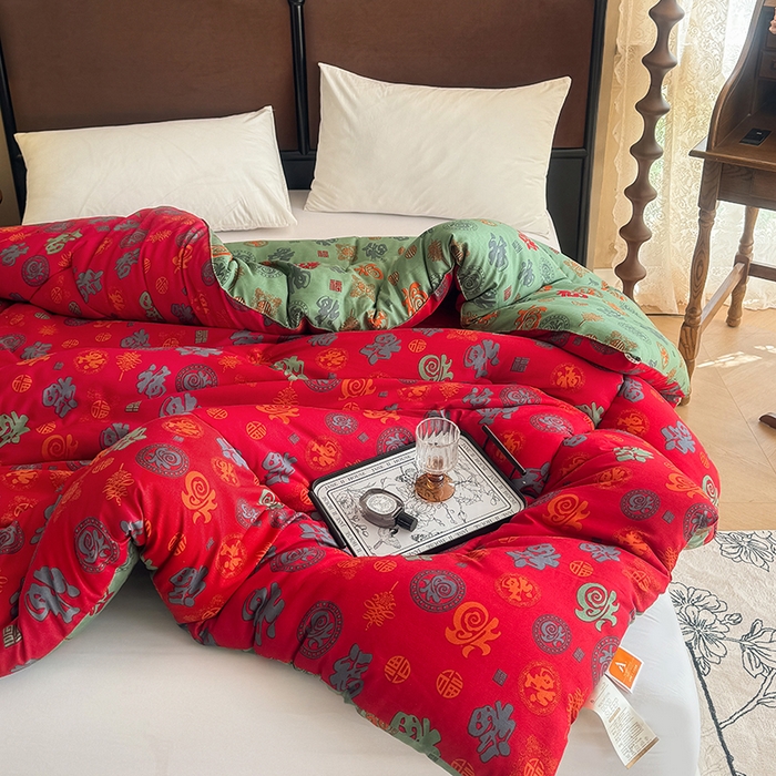 91家纺网 家纺一手货源 找家纺 （总）美尔惠家纺 2025爆款超柔亲肤舒适百福被冬被婚庆被被子被芯