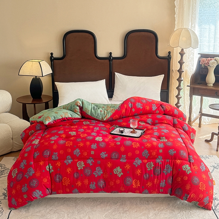 91家纺网 家纺一手货源 找家纺 （总）美尔惠家纺 2025爆款超柔亲肤舒适百福被冬被婚庆被被子被芯