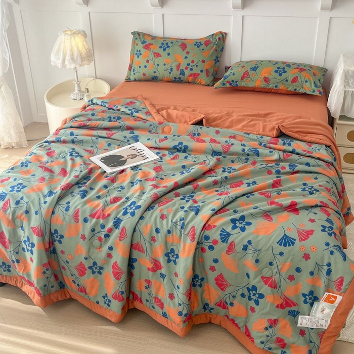 美尔惠家纺 2025新款亲肤超柔百福被夏凉被空调被妈妈百福被老人百福被婆婆百福被百福被子 银杏叶