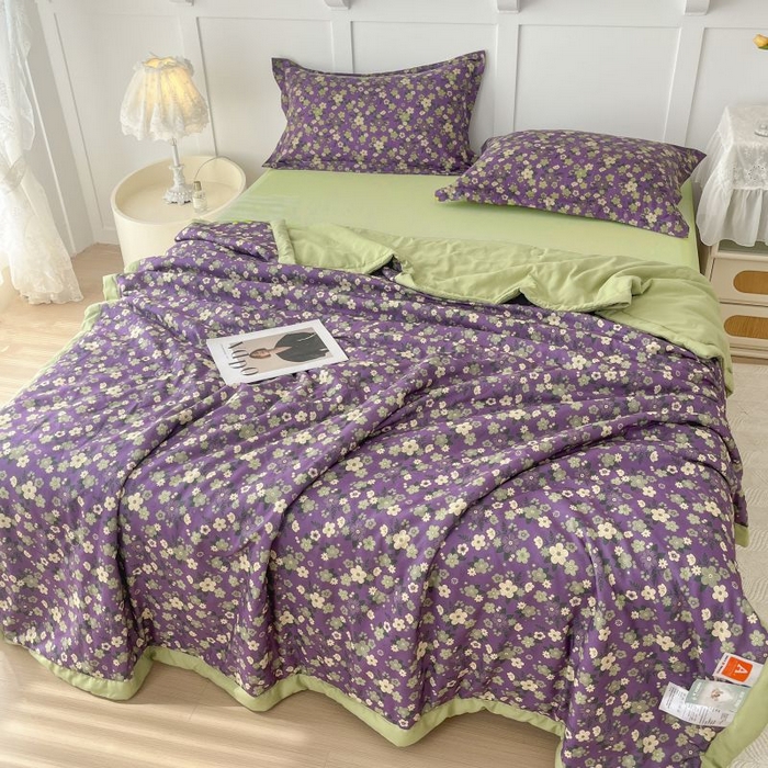 美尔惠家纺 2025新款亲肤超柔百福被夏凉被空调被妈妈百福被老人百福被婆婆百福被百福被子 紫荆