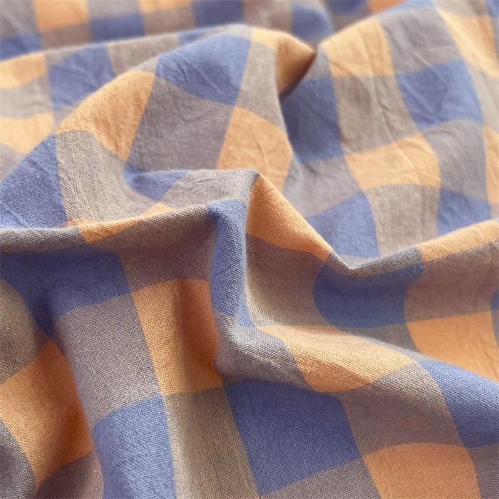 91家纺网 家纺一手货源 找家纺 美尔惠家纺 2025直播热款无印风色织水洗四件套简约格子款学生宿舍三件套床单款 粉紫中格