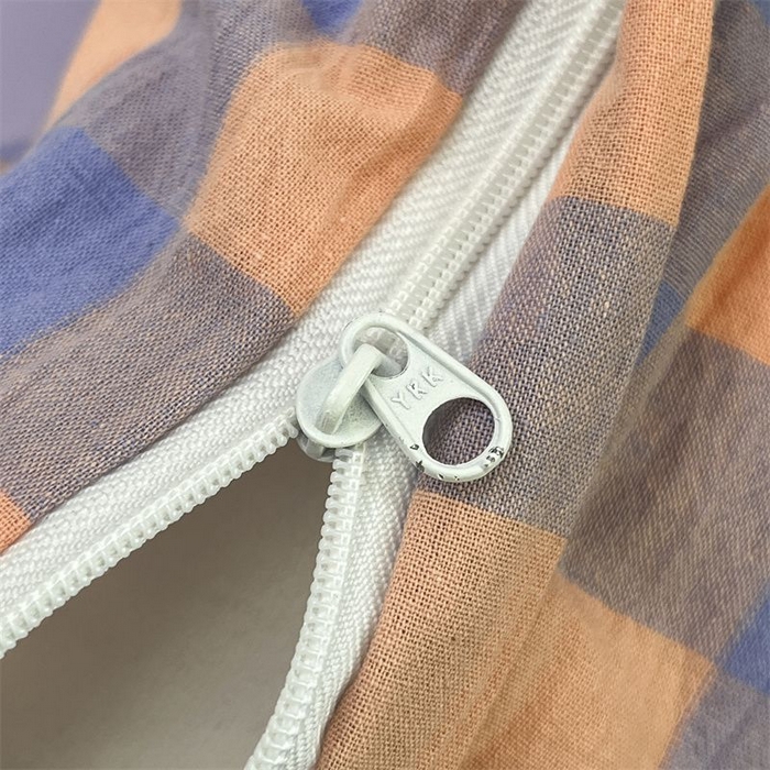 91家纺网 家纺一手货源 找家纺 美尔惠家纺 2025直播热款无印风色织水洗四件套简约格子款学生宿舍三件套床单款 粉紫中格