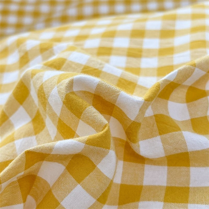 91家纺网 家纺一手货源 找家纺 美尔惠家纺 2025直播热款无印风色织水洗四件套简约格子款学生宿舍三件套床单款 黄小格