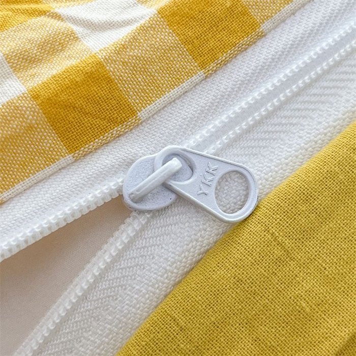 91家纺网 家纺一手货源 找家纺 美尔惠家纺 2025直播热款无印风色织水洗四件套简约格子款学生宿舍三件套床单款 黄小格