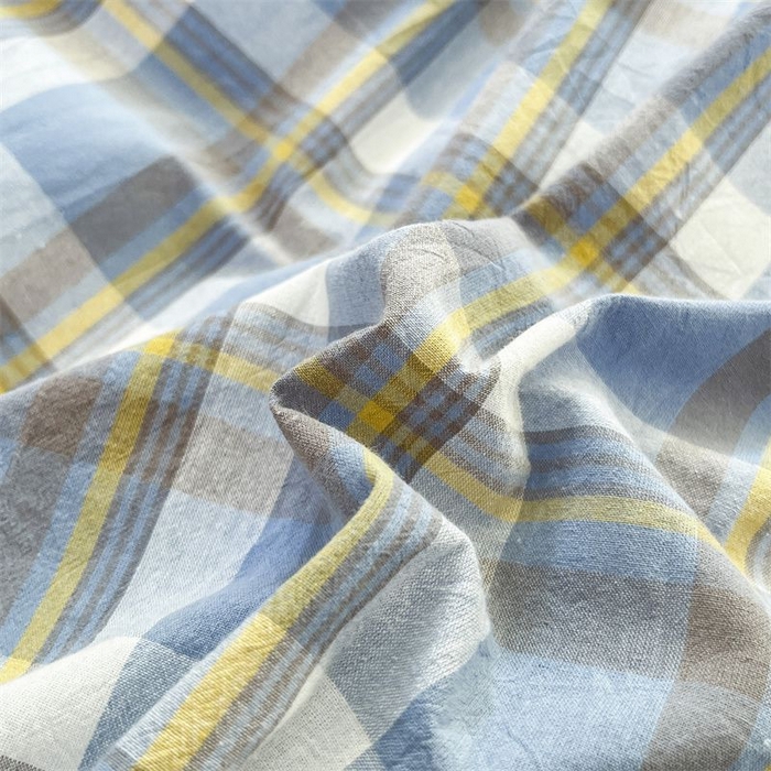 91家纺网 家纺一手货源 找家纺 美尔惠家纺 2025直播热款无印风色织水洗四件套简约格子款学生宿舍三件套床单款 简兮-兰