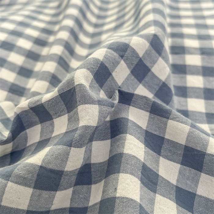 91家纺网 家纺一手货源 找家纺 美尔惠家纺 2025直播热款无印风色织水洗四件套简约格子款学生宿舍三件套床单款 蓝小格