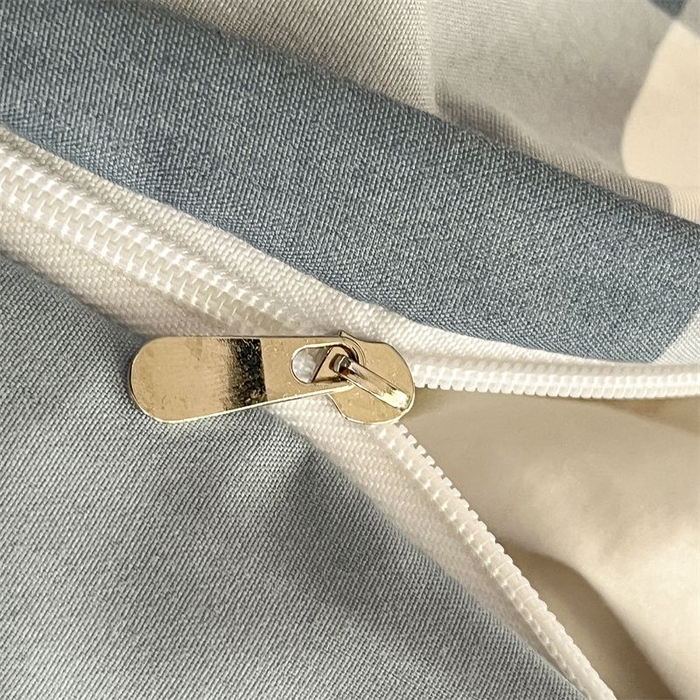 91家纺网 家纺一手货源 找家纺 美尔惠家纺 2025直播热款无印风色织水洗四件套简约格子款学生宿舍三件套床单款 蓝中格