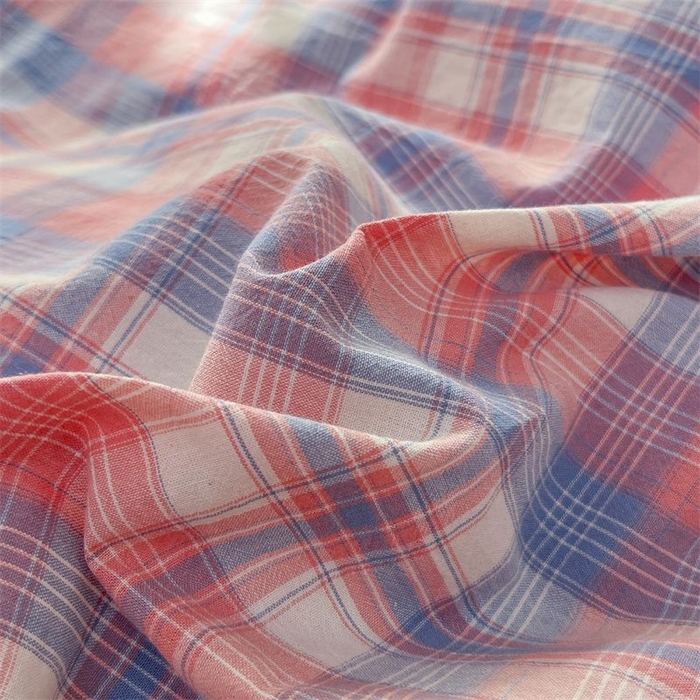 91家纺网 家纺一手货源 找家纺 美尔惠家纺 2025直播热款无印风色织水洗四件套简约格子款学生宿舍三件套床单款 云舒-粉