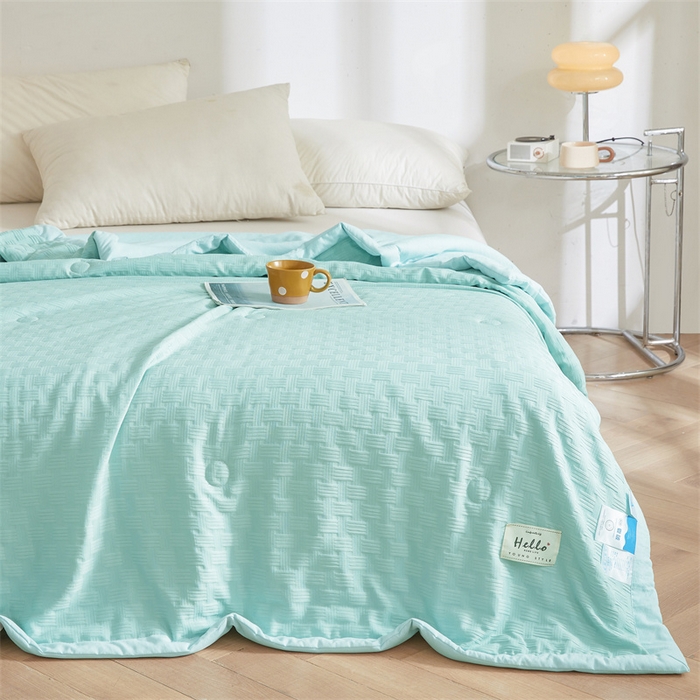 91家纺网 家纺一手货源 找家纺 美尔惠家纺 2025新款凉感舒适A类华夫格夏被单夏被被子被芯 华夫格-青绿