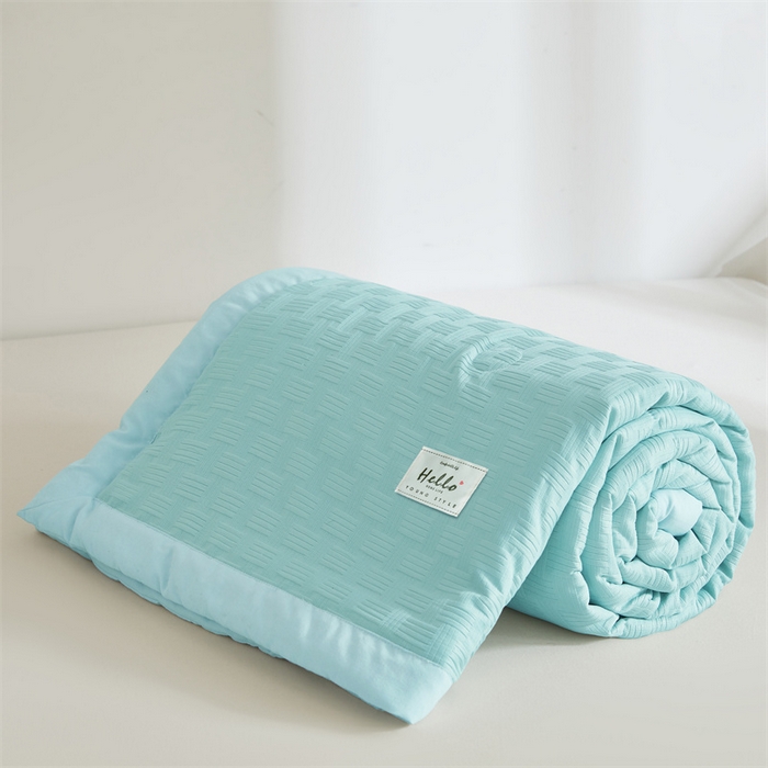 91家纺网 家纺一手货源 找家纺 美尔惠家纺 2025新款凉感舒适A类华夫格夏被单夏被被子被芯 华夫格-青绿