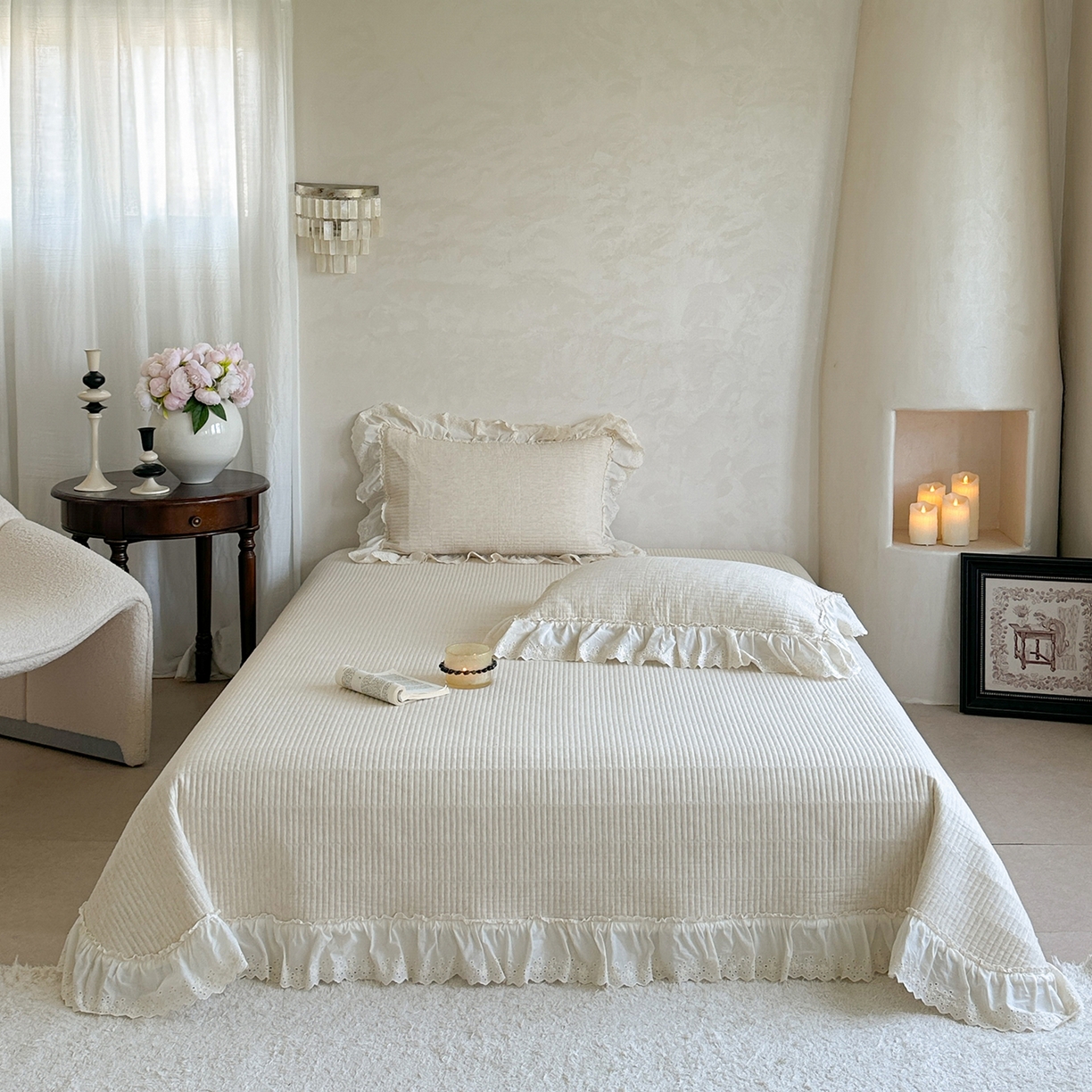 （总）2025新款初本系列人字纹棉麻床盖可搭配腰果花棉麻提花被套（提供买家秀）