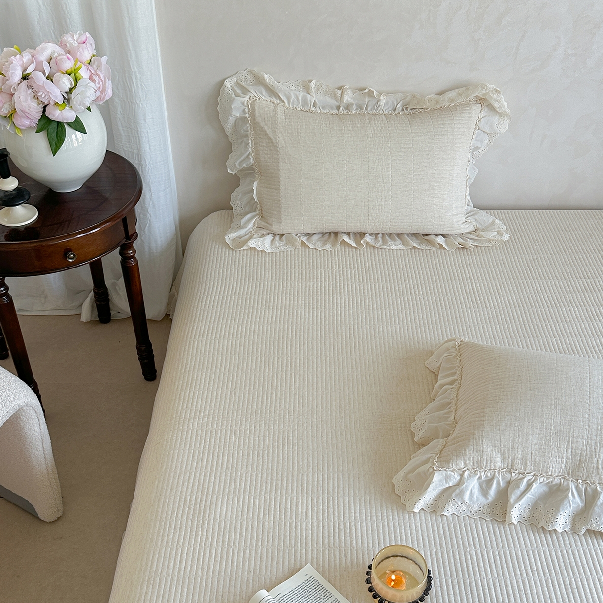 91家纺网 家纺一手货源 找家纺 （总）2025新款初本系列人字纹棉麻床盖可搭配腰果花棉麻提花被套（提供买家秀）