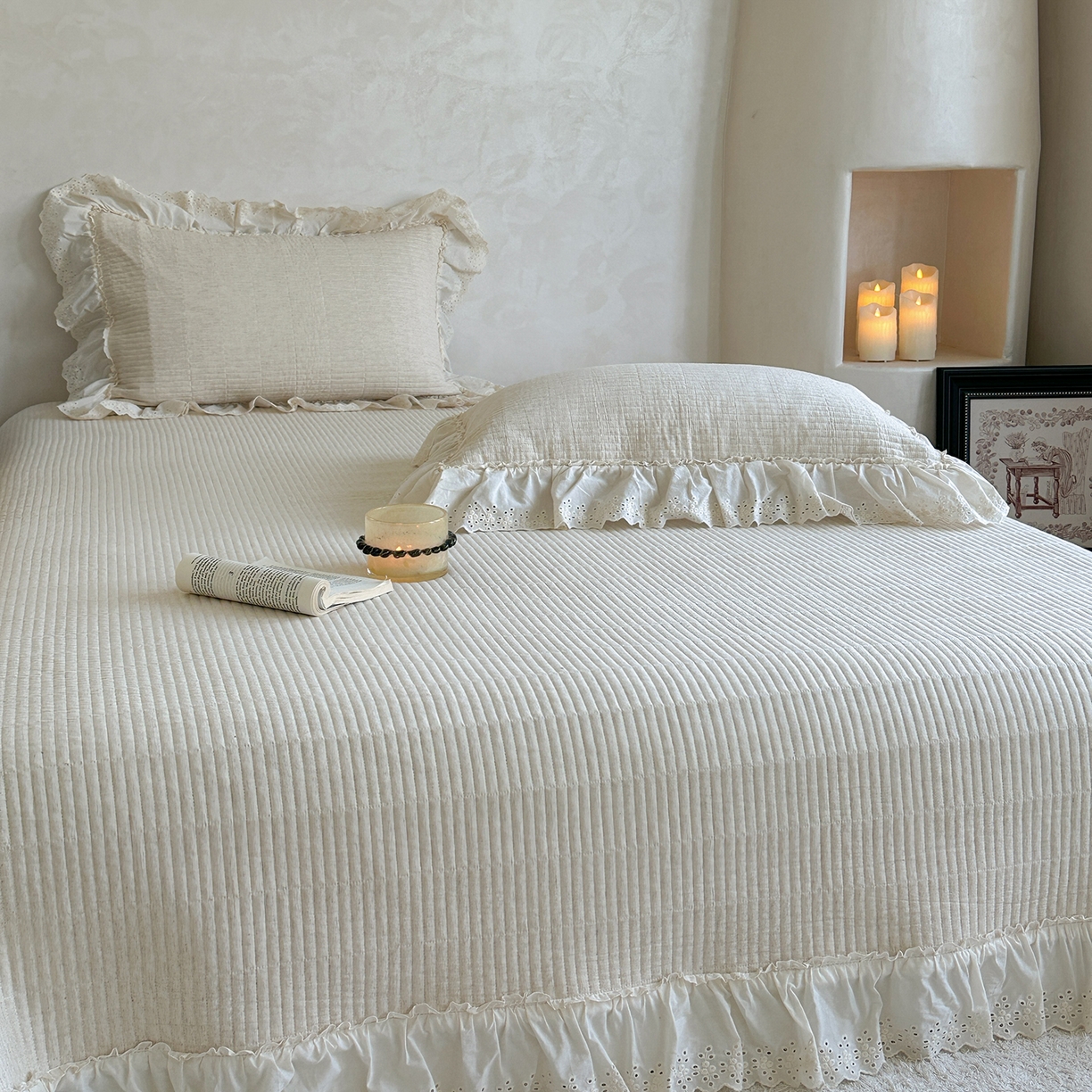 91家纺网 家纺一手货源 找家纺 （总）2025新款初本系列人字纹棉麻床盖可搭配腰果花棉麻提花被套（提供买家秀）