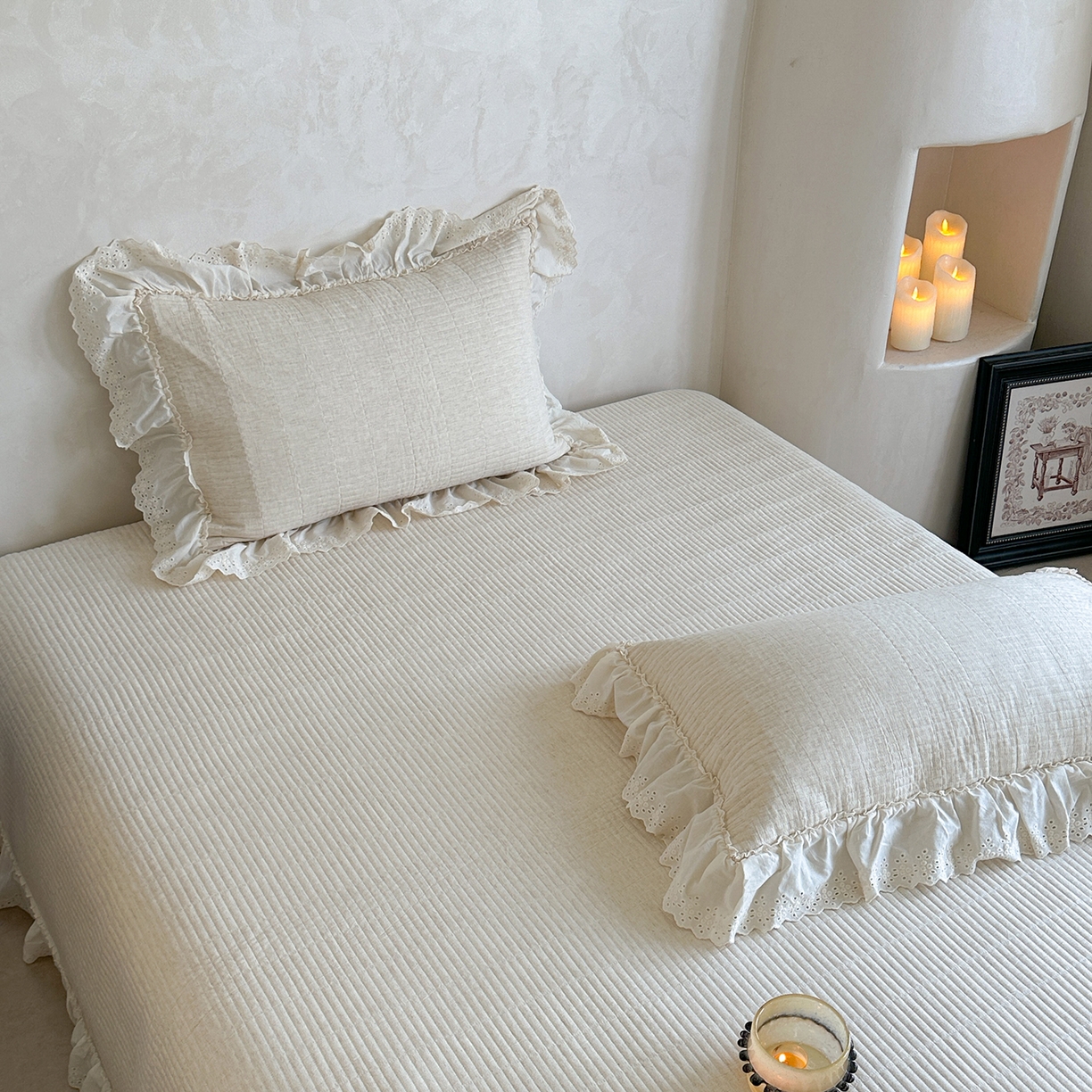 91家纺网 家纺一手货源 找家纺 （总）2025新款初本系列人字纹棉麻床盖可搭配腰果花棉麻提花被套（提供买家秀）