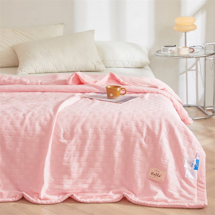 91家纺网 家纺一手货源 找家纺 美尔惠家纺 2025新款凉感舒适A类华夫格夏被单夏被被子被芯 华夫格-少女粉