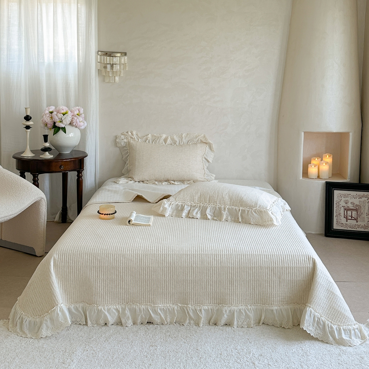 91家纺网 家纺一手货源 找家纺 （总）2025新款初本系列人字纹棉麻床盖可搭配腰果花棉麻提花被套（提供买家秀）