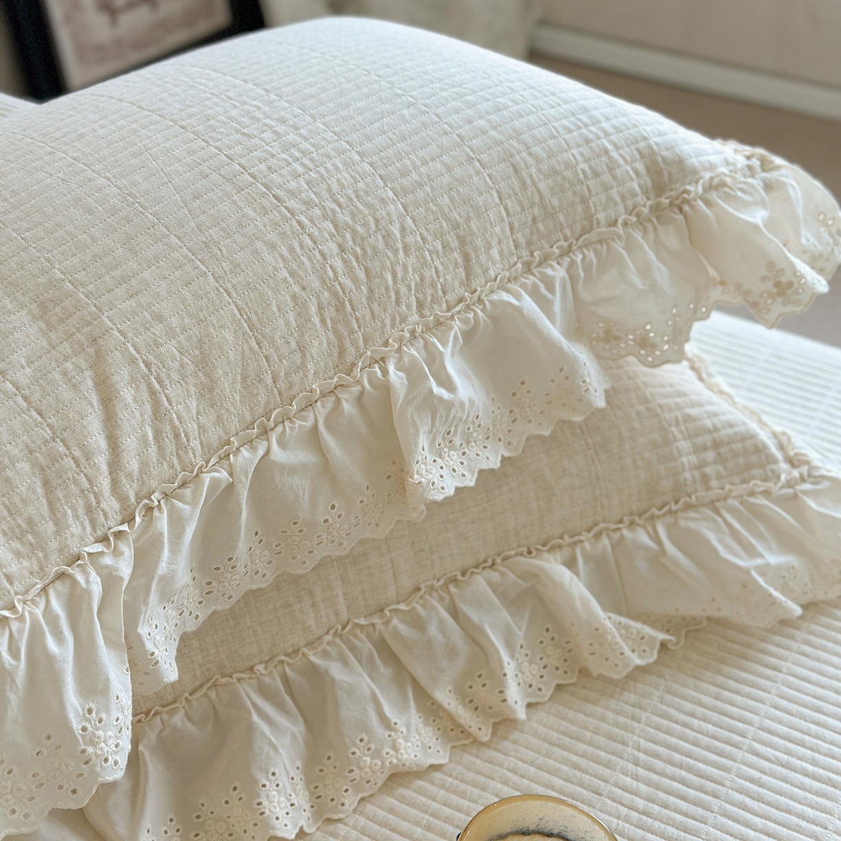 91家纺网 家纺一手货源 找家纺 （总）2025新款初本系列人字纹棉麻床盖可搭配腰果花棉麻提花被套（提供买家秀）