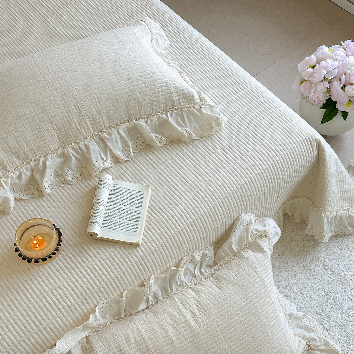 91家纺网 家纺一手货源 找家纺 （总）2025新款初本系列人字纹棉麻床盖可搭配腰果花棉麻提花被套（提供买家秀）