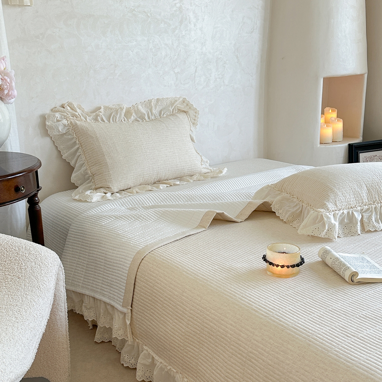 91家纺网 家纺一手货源 找家纺 （总）2025新款初本系列人字纹棉麻床盖可搭配腰果花棉麻提花被套（提供买家秀）