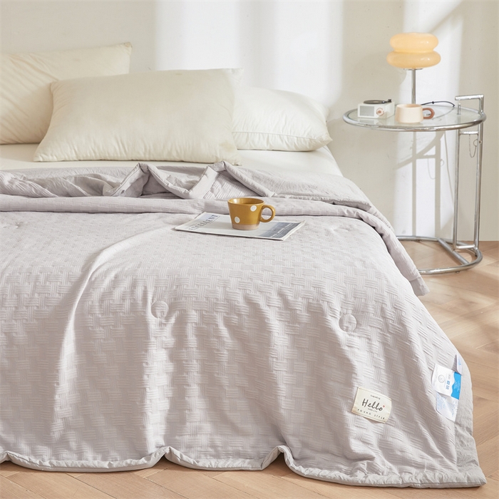 91家纺网 家纺一手货源 找家纺 美尔惠家纺 2025新款凉感舒适A类华夫格夏被单夏被被子被芯 华夫格-绅士灰